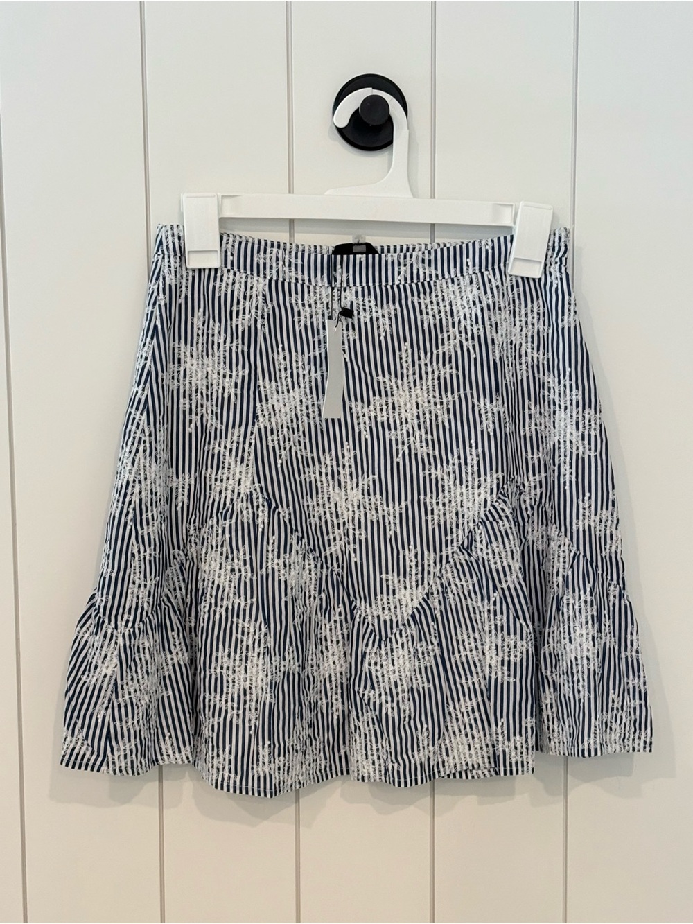 Sugarlips Navy and White Floral Stripe Skater Skirt